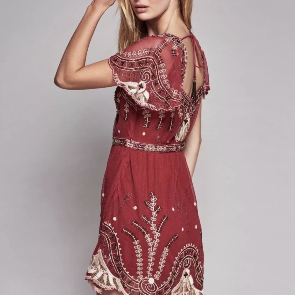 Free People Notting Hill Beaded Mini Dress RARE Fairy Ethereal Prom NYE Flapper